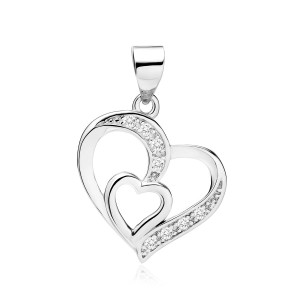 Pandantiv argint  cu inima si pietre DiAmanti Z0835CR_W-DIA (Argint 925‰ 1,2 g.)
